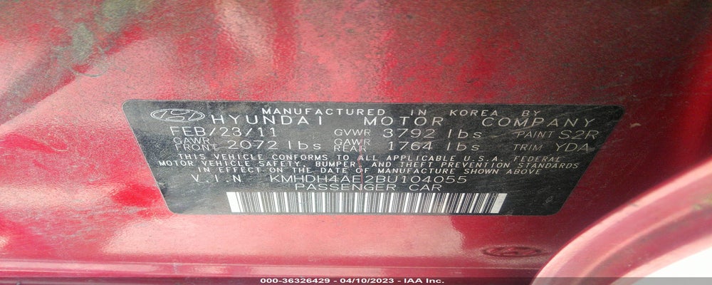 KMHDH4AE2BU104055 2011 HYUNDAI ELANTRA photo no. 9
