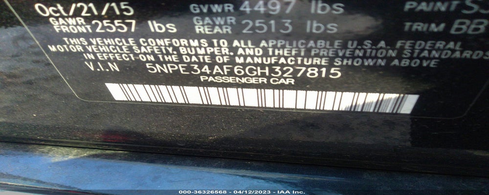 5NPE34AF6GH327815 2016 HYUNDAI SONATA photo no. 9