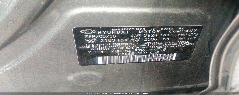 KMHD84LF7KU769748 2019 HYUNDAI ELANTRA photo no. 9