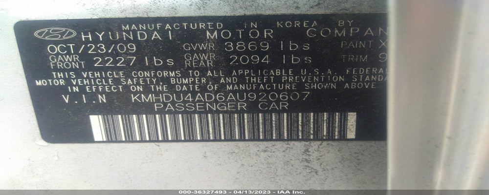 KMHDU4AD6AU920607 2010 HYUNDAI ELANTRA photo no. 9