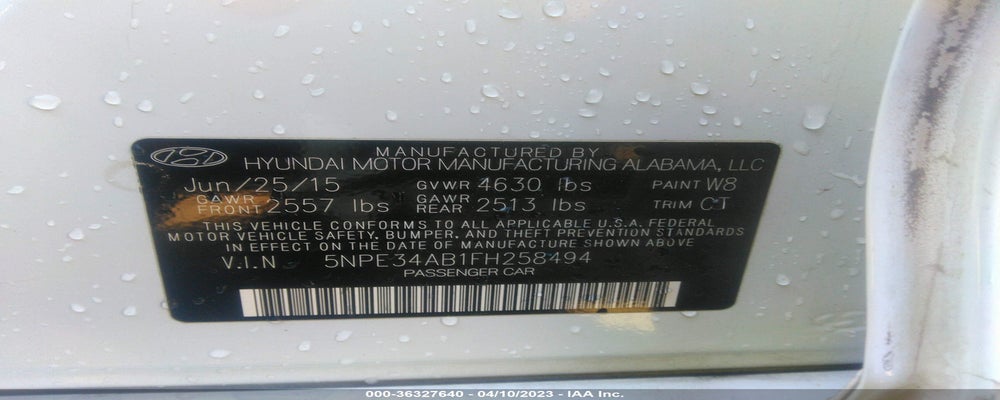 5NPE34AB1FH258494 2015 HYUNDAI SONATA photo no. 9