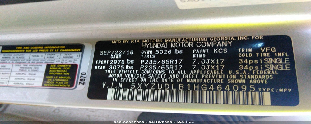 5XYZUDLB1HG464095 2017 HYUNDAI SANTA FE SPORT photo no. 9