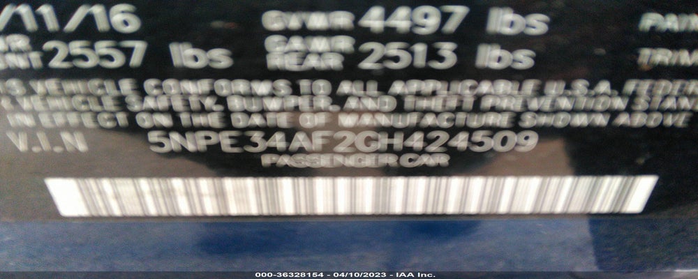5NPE34AF2GH424509 2016 HYUNDAI SONATA photo no. 9