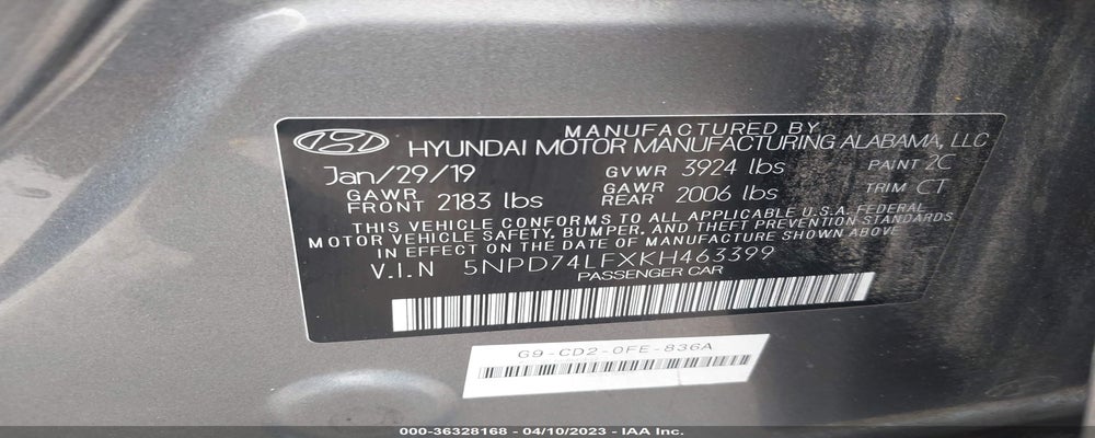 5NPD74LFXKH463399 2019 HYUNDAI ELANTRA photo no. 9