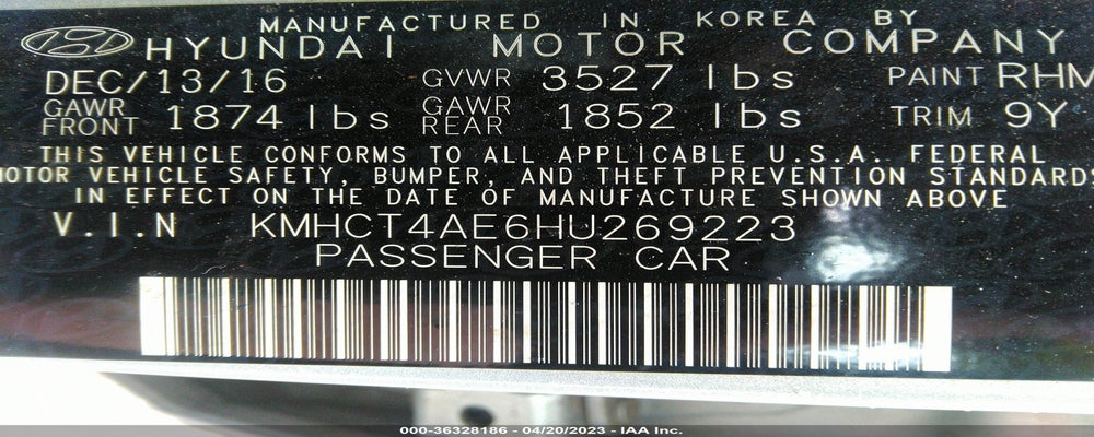 KMHCT4AE6HU269223 2017 HYUNDAI ACCENT photo no. 9