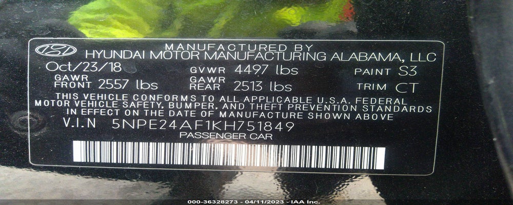 5NPE24AF1KH751849 2019 HYUNDAI SONATA photo no. 9