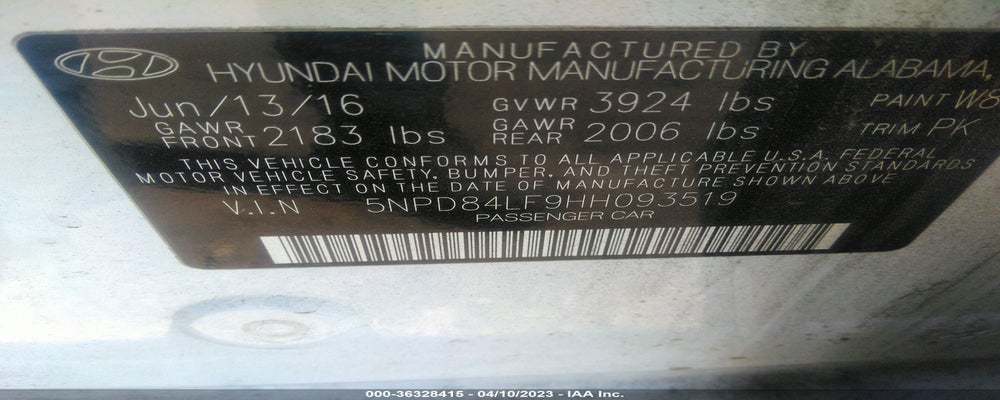 5NPD84LF9HH093519 2017 HYUNDAI ELANTRA photo no. 9