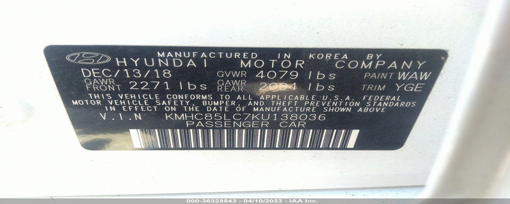 KMHC85LC7KU138036 2019 HYUNDAI IONIQ HYBRID photo no. 9