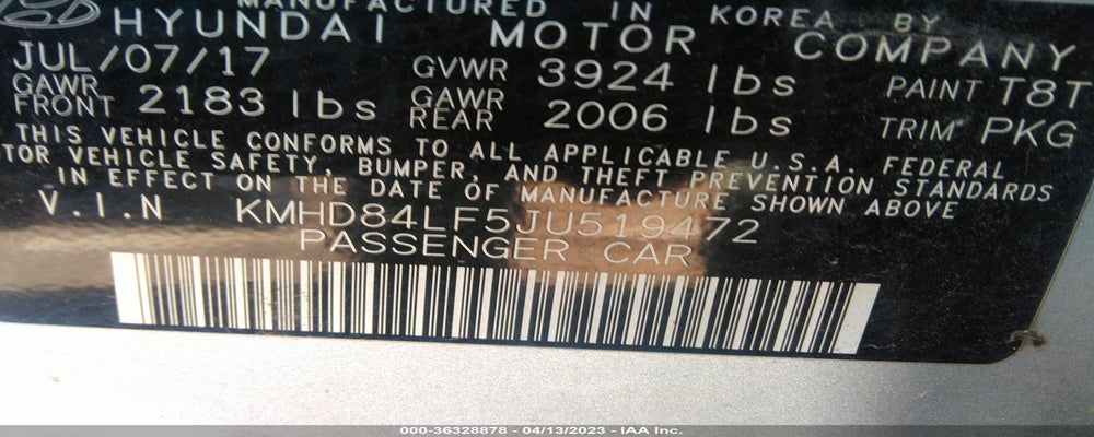 KMHD84LF5JU519472 2018 HYUNDAI ELANTRA photo no. 9