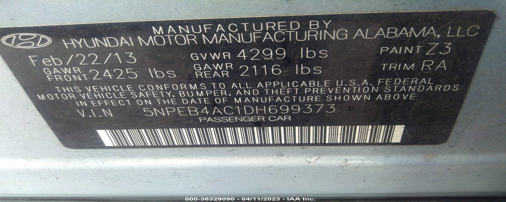 5NPEB4AC1DH699373 2013 HYUNDAI SONATA photo no. 9