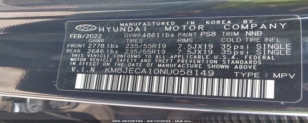 KM8JECA10NU058149 2022 HYUNDAI TUCSON HYBRID photo no. 9