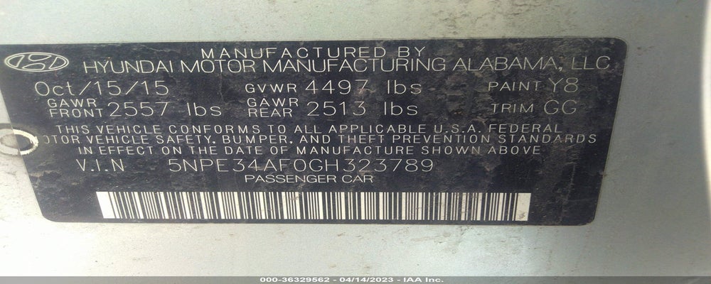 5NPE34AF0GH323789 2016 HYUNDAI SONATA photo no. 9