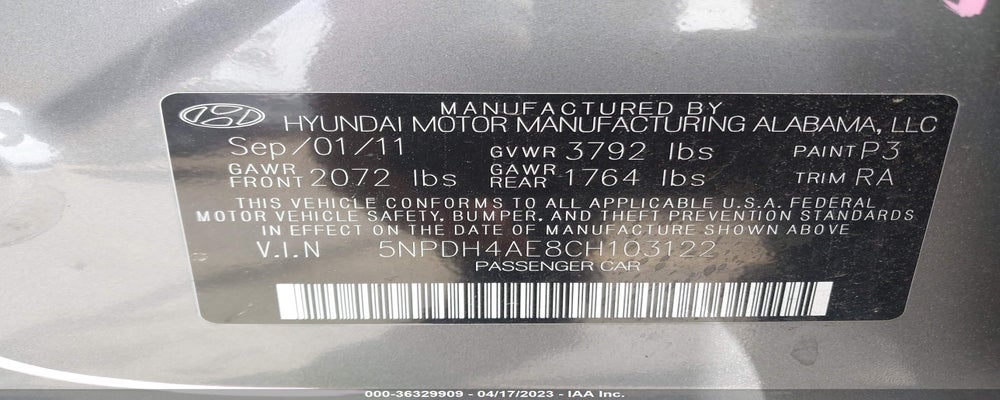 5NPDH4AE8CH103122 2012 HYUNDAI ELANTRA photo no. 9