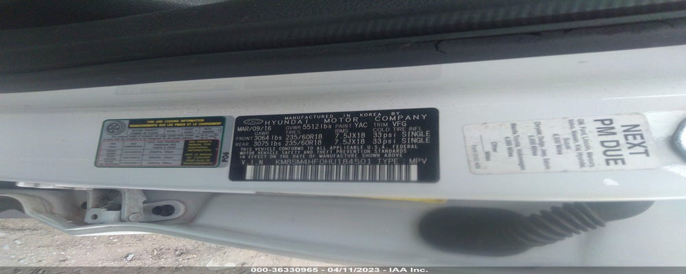 KM8SM4HF0HU184501 2017 HYUNDAI SANTA FE photo no. 9