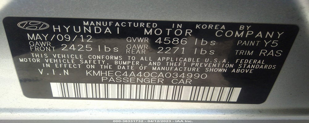 KMHEC4A40CA034990 2012 HYUNDAI SONATA photo no. 9