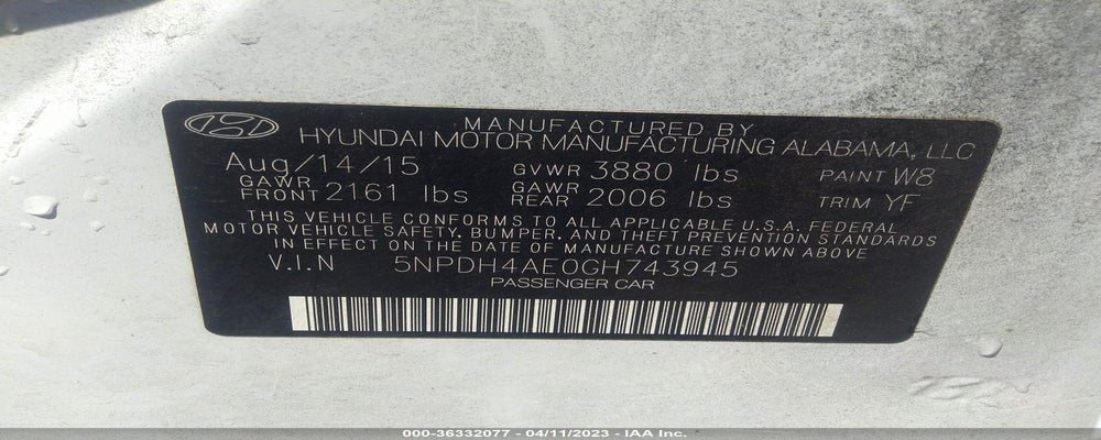 5NPDH4AE0GH743945 2016 HYUNDAI ELANTRA photo no. 9
