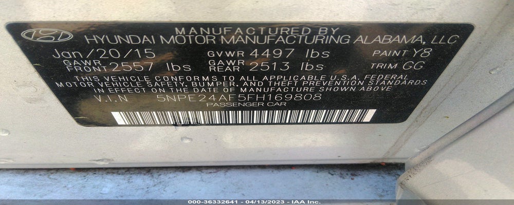 5NPE24AF5FH169808 2015 HYUNDAI SONATA photo no. 9