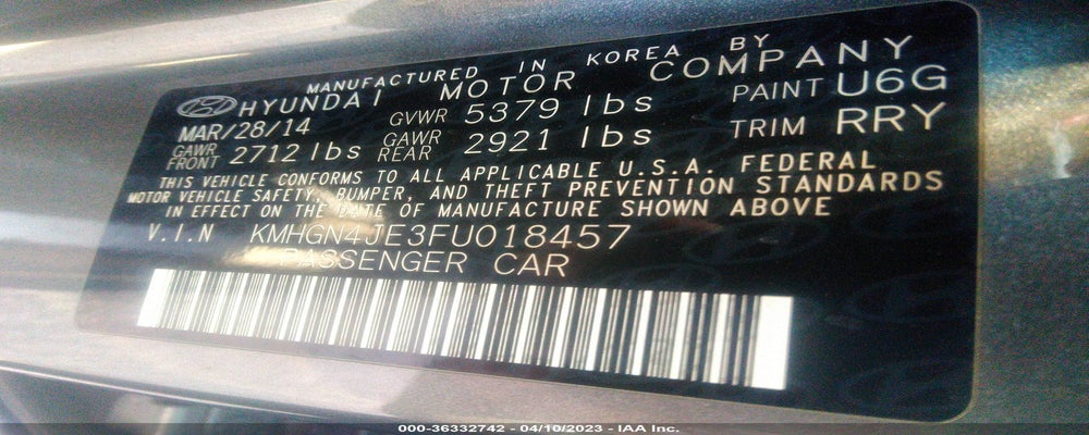 KMHGN4JE3FU018457 2015 HYUNDAI GENESIS photo no. 9