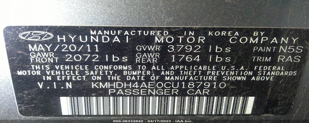 KMHDH4AE0CU187910 2012 HYUNDAI ELANTRA photo no. 9
