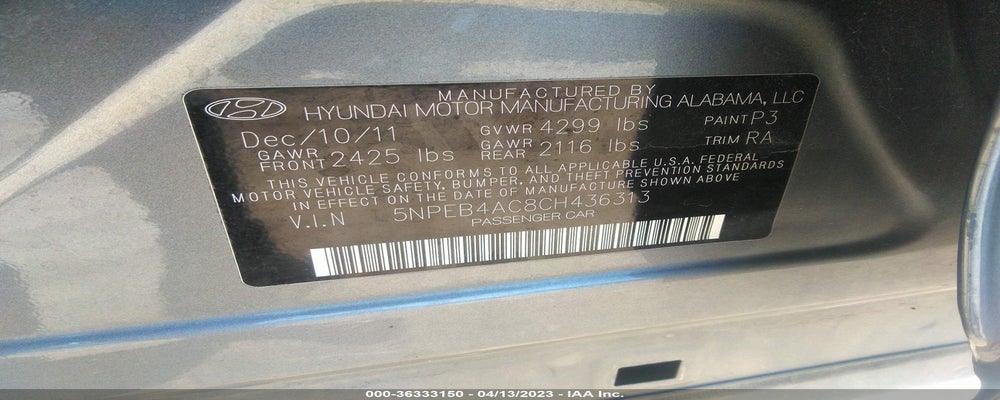 5NPEB4AC8CH436313 2012 HYUNDAI SONATA photo no. 9