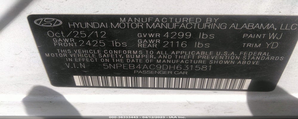 5NPEB4AC9DH631581 2013 HYUNDAI SONATA photo no. 9