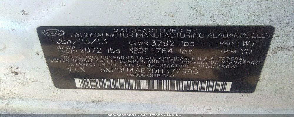 5NPDH4AE7DH372990 2013 HYUNDAI ELANTRA photo no. 9