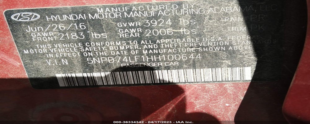 5NPD74LF1HH100644 2017 HYUNDAI ELANTRA photo no. 9