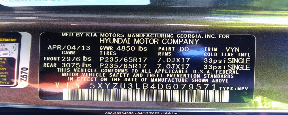 5XYZU3LB4DG079571 2013 HYUNDAI SANTA FE photo no. 9