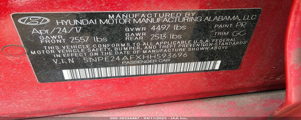 5NPE24AFXHH593696 2017 HYUNDAI SONATA photo no. 9