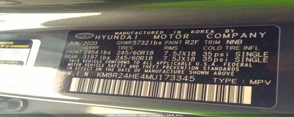 KM8R24HE4MU173345 2021 HYUNDAI PALISADE photo no. 9