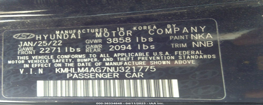 KMHLM4AG7NU321775 2022 HYUNDAI ELANTRA photo no. 9