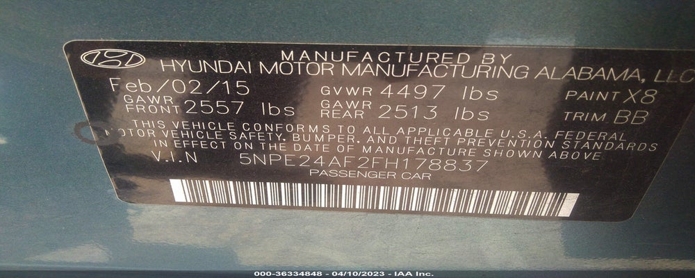 5NPE24AF2FH178837 2015 HYUNDAI SONATA photo no. 9