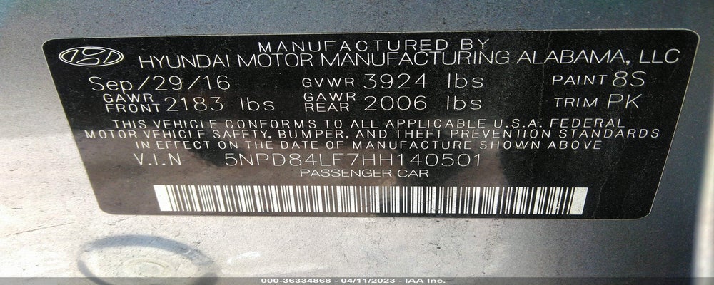 5NPD84LF7HH140501 2017 HYUNDAI ELANTRA photo no. 9