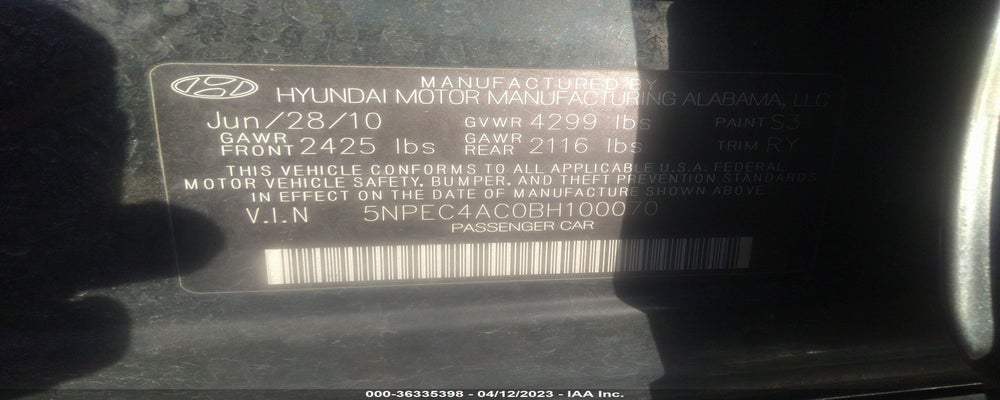 5NPEC4AC0BH100070 2011 HYUNDAI SONATA photo no. 9