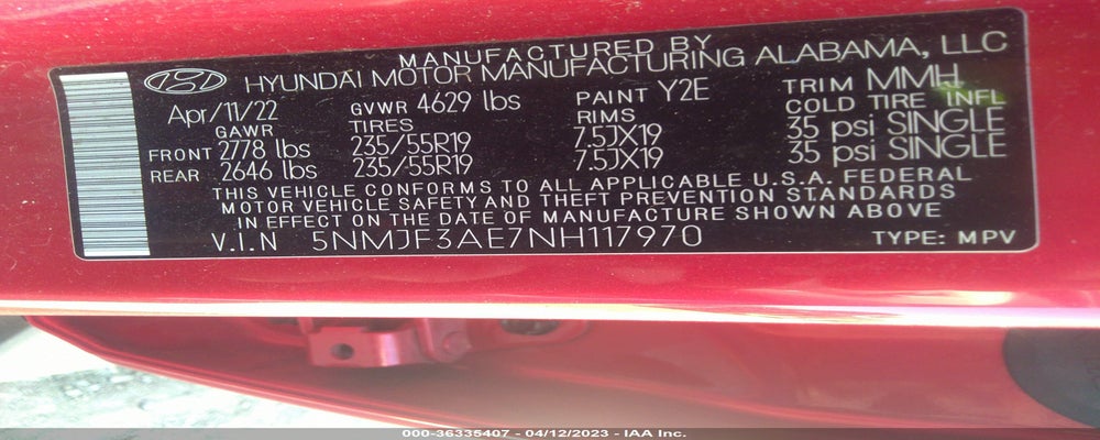 5NMJF3AE7NH117970 2022 HYUNDAI TUCSON photo no. 9