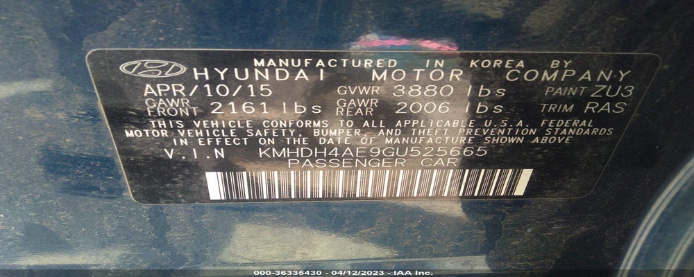 KMHDH4AE9GU525665 2016 HYUNDAI ELANTRA photo no. 9