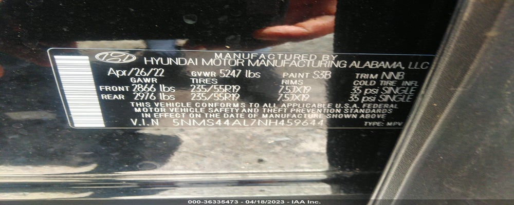 5NMS44AL7NH459644 2022 HYUNDAI SANTA FE photo no. 9