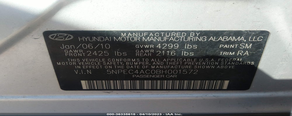 5NPEC4AC0BH001572 2011 HYUNDAI SONATA photo no. 9