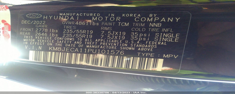 KM8JECA11PU101576 2023 HYUNDAI TUCSON HYBRID photo no. 9