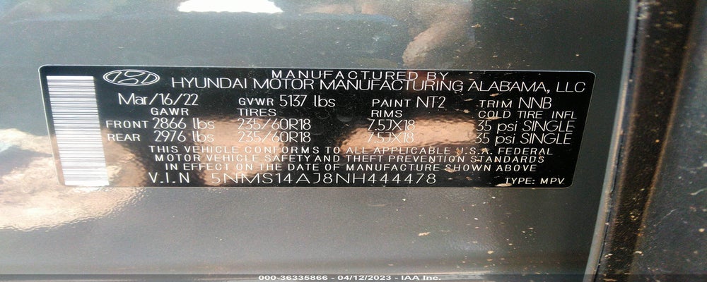 5NMS14AJ8NH44478 2022 HYUNDAI SANTA FE photo no. 9