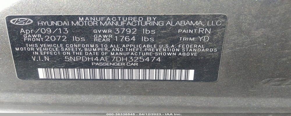 5NPDH4AE7DH325474 2013 HYUNDAI ELANTRA photo no. 9