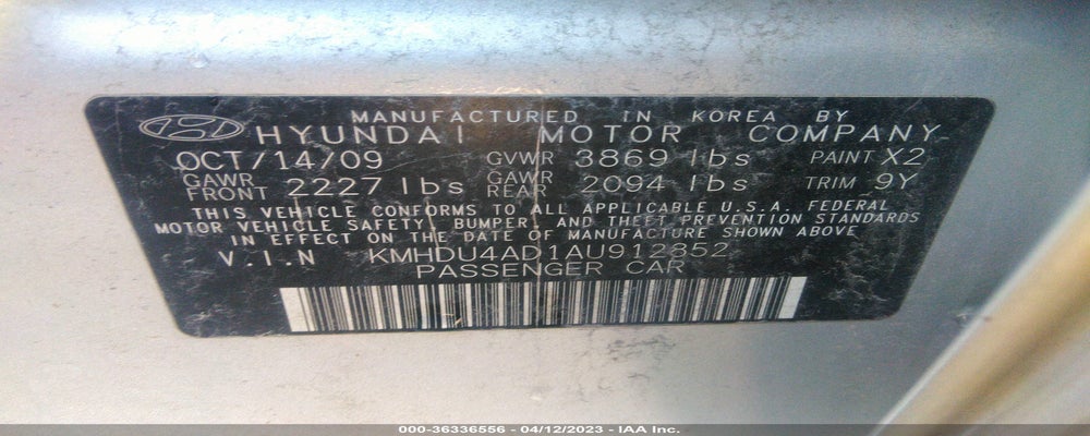 KMHDU4AD1AU912852 2010 HYUNDAI ELANTRA photo no. 9