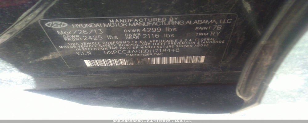 5NPEC4AC8DH718448 2013 HYUNDAI SONATA photo no. 9