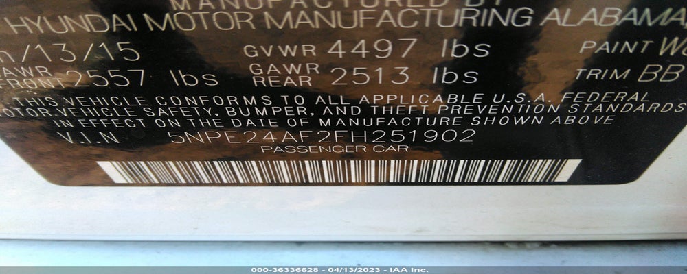5NPE24AF2FH251902 2015 HYUNDAI SONATA photo no. 9