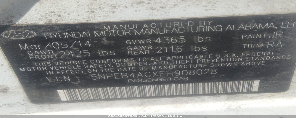 5NPEB4ACXEH908028 2014 HYUNDAI SONATA photo no. 9