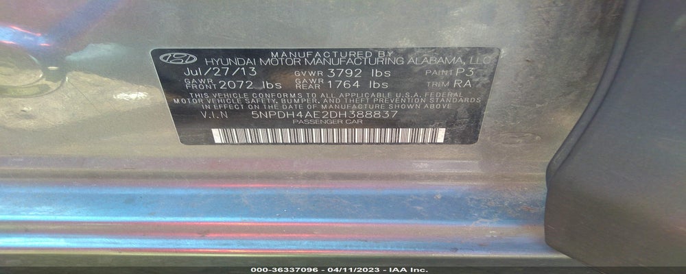 5NPDH4AE2DH388837 2013 HYUNDAI ELANTRA photo no. 9