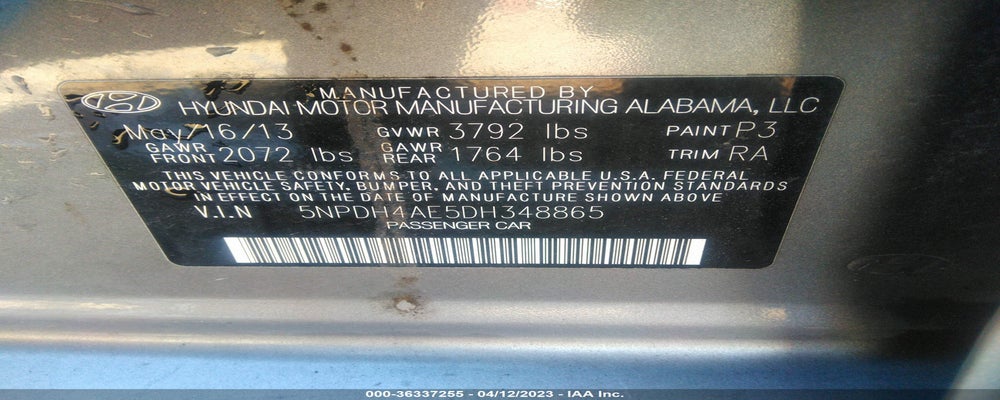 5NPDH4AE5DH348865 2013 HYUNDAI ELANTRA photo no. 9