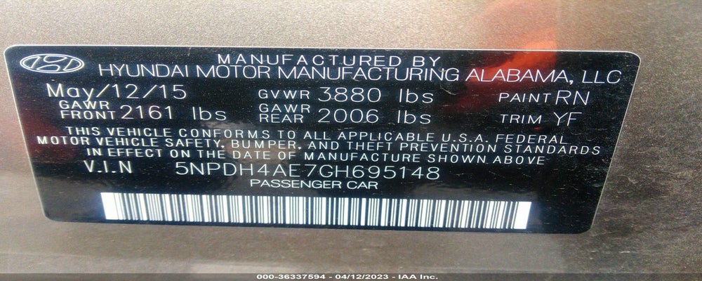 5NPDH4AE7GH695148 2016 HYUNDAI ELANTRA photo no. 9