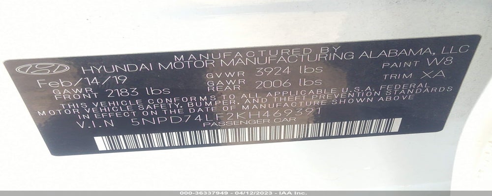 5NPD74LF2KH469391 2019 HYUNDAI ELANTRA photo no. 9