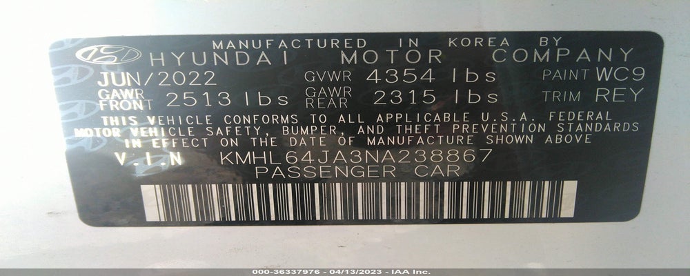 KMHL64JA3NA238867 2022 HYUNDAI SONATA photo no. 9